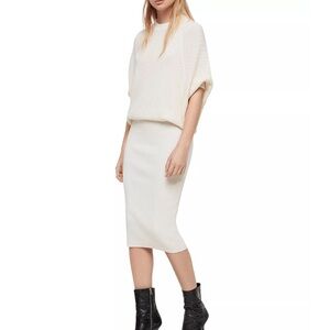 All Saints Cream Knit Midi Dress